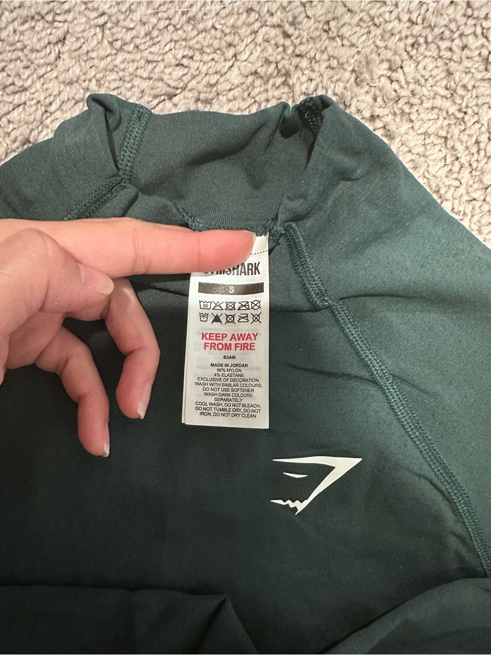 Gymshark Forest Green Cropped Seamless Long Sleeve with White Logo